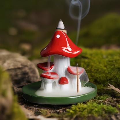 Incense Burner Shaped Like Beautiful Mushrooms in The Mossy Woods - Backflow incense Burners.